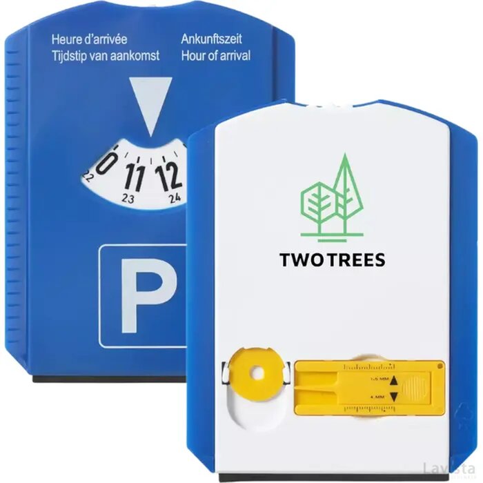 Parkeerschijf IJskrabber, Winkelwagenmuntje en bandenprofielmeter donkerblauw