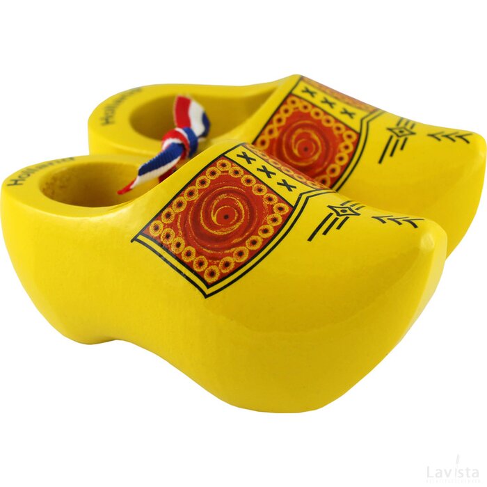 Pair wooden shoes 14 cm, yellow farmer