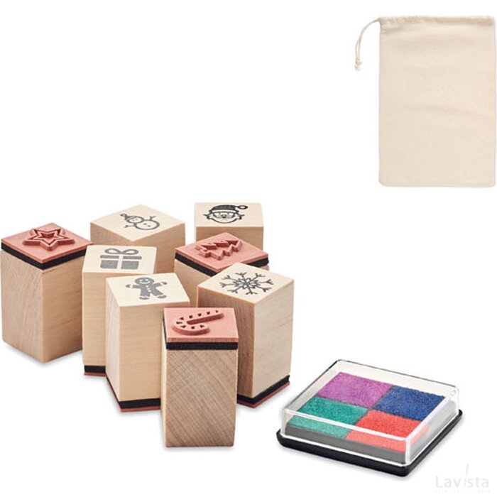 8 houten kerststempelset Stampie beige