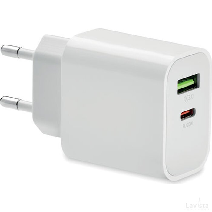 18w 2-poorts usb eu-stekker Port wit