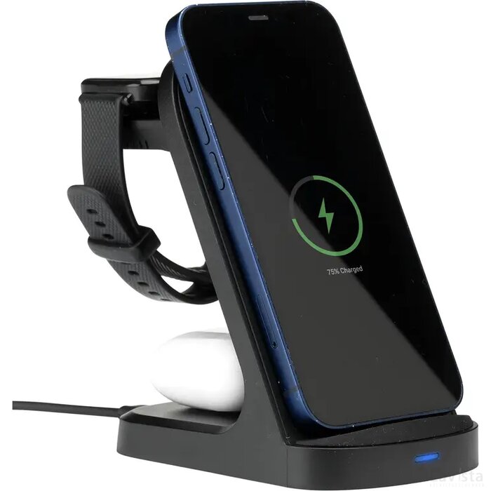 Triple-Up Rcs Recycled Abs Wireless Charger Stand Zwart